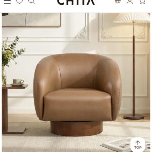 CHITA Swivel Barrel Accent Chair - Flax Beige / Fabric