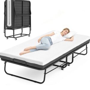 UINTAI Folding Bed 75" x 31" Roll Away - Portable Foldable Bed Code: C253-T-BKFH (Black Frame / Grey Fabric)