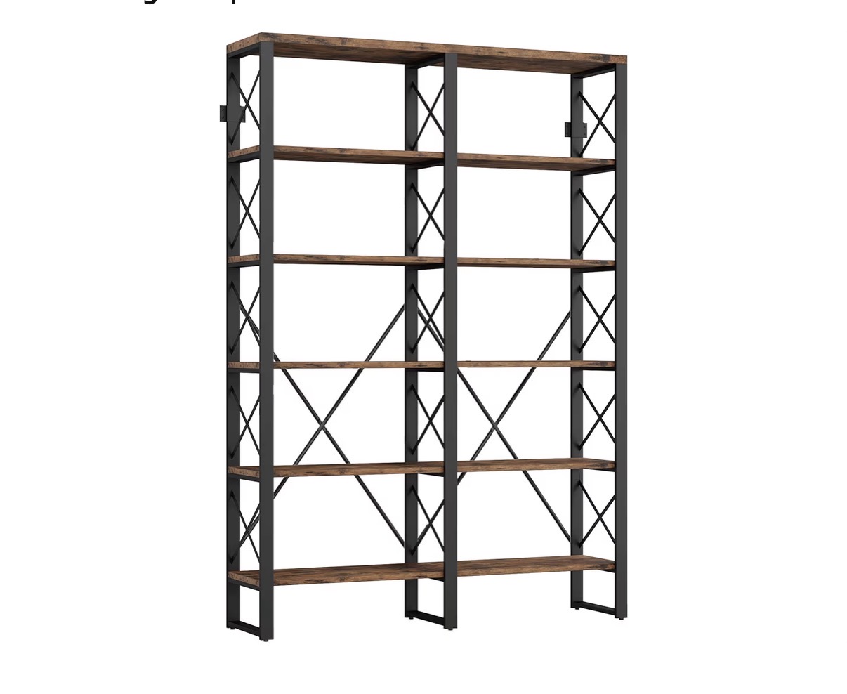 IRONCK Industrial Bookshelf and Bookcase Double Wide 5 Tier Open Bookcase – Etagere Bookshelves - Image 2