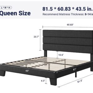 SA Allewie Queen Platform Bed – Dark Grey Fabric Upholstered Headboard – Brand New in Box