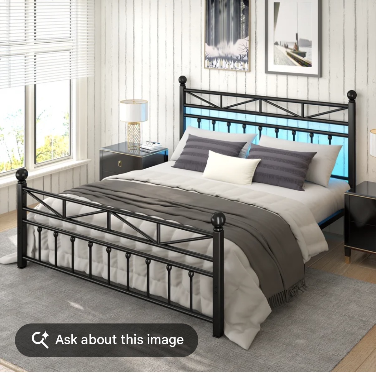 DynJest Twin Size Black Metal Bed Frame with LED Lights - Image 3