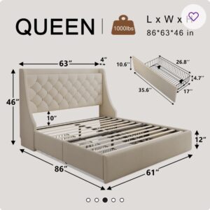 Beige Diamond Button Tufted v